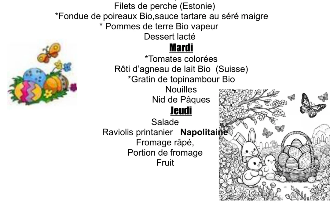 Menu hebdomadaire 30.03-02.04.26