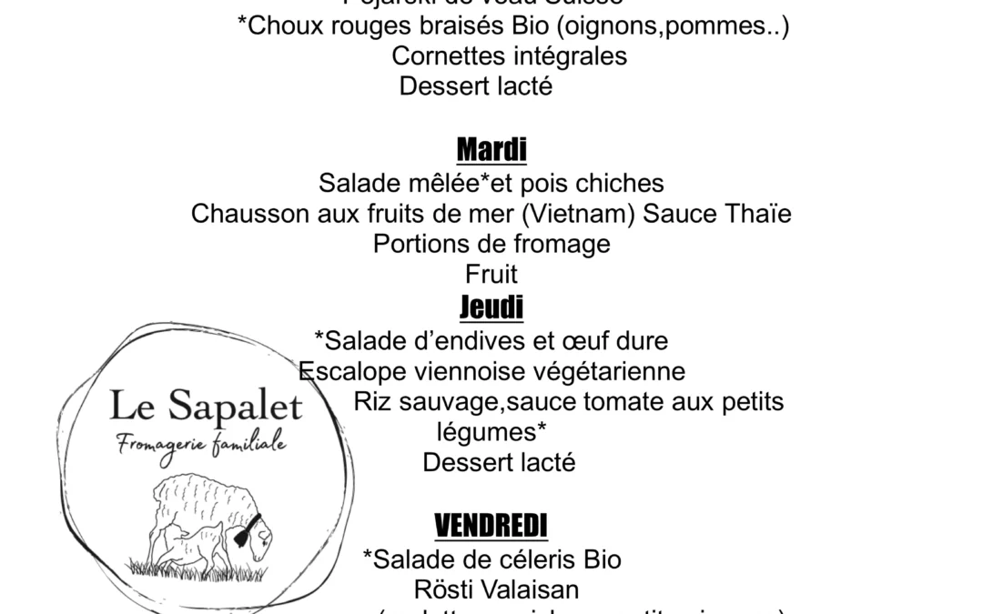 Menu hebdomadaire 9.03.26