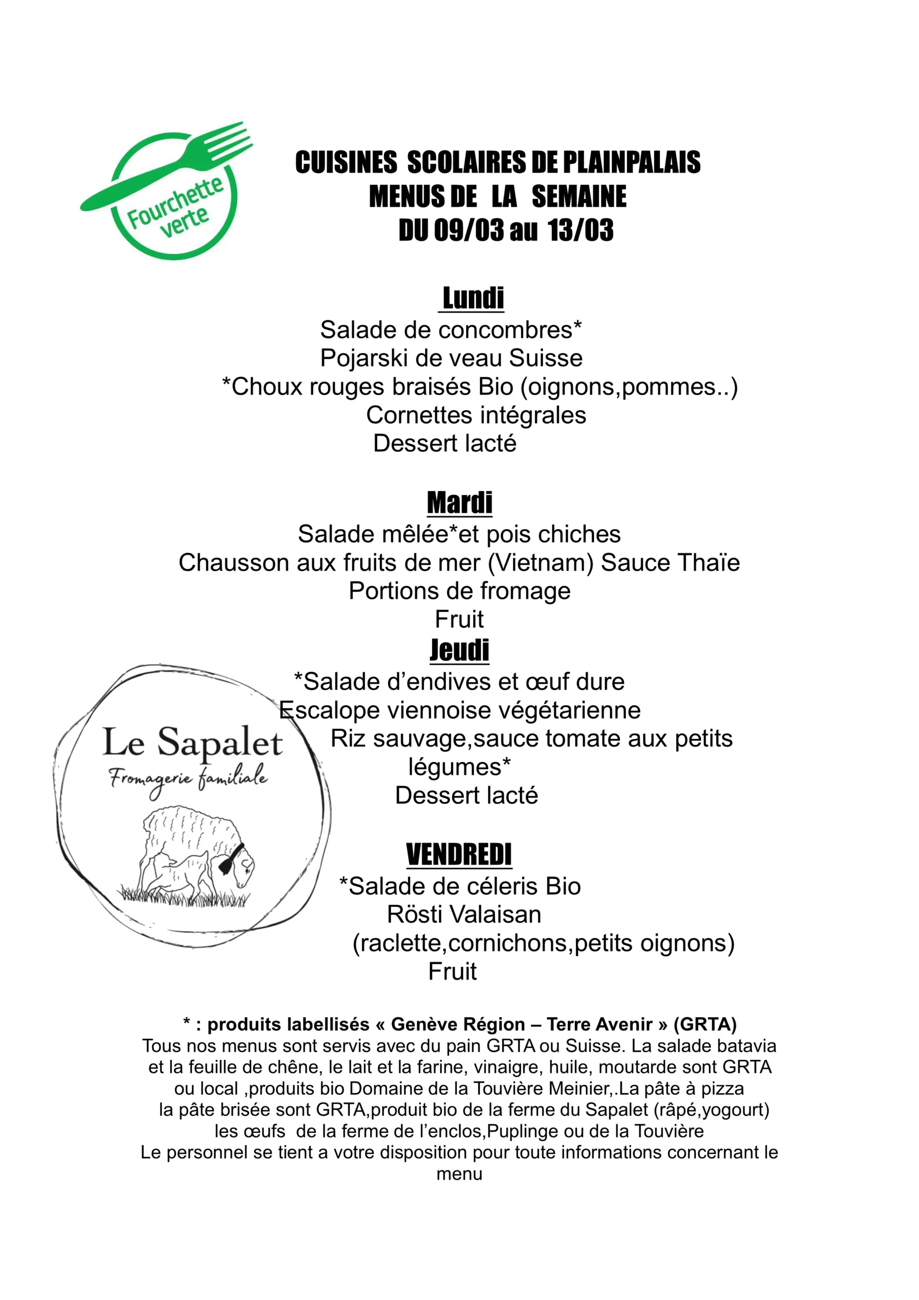 Menu hebdomadaire 9.03.26