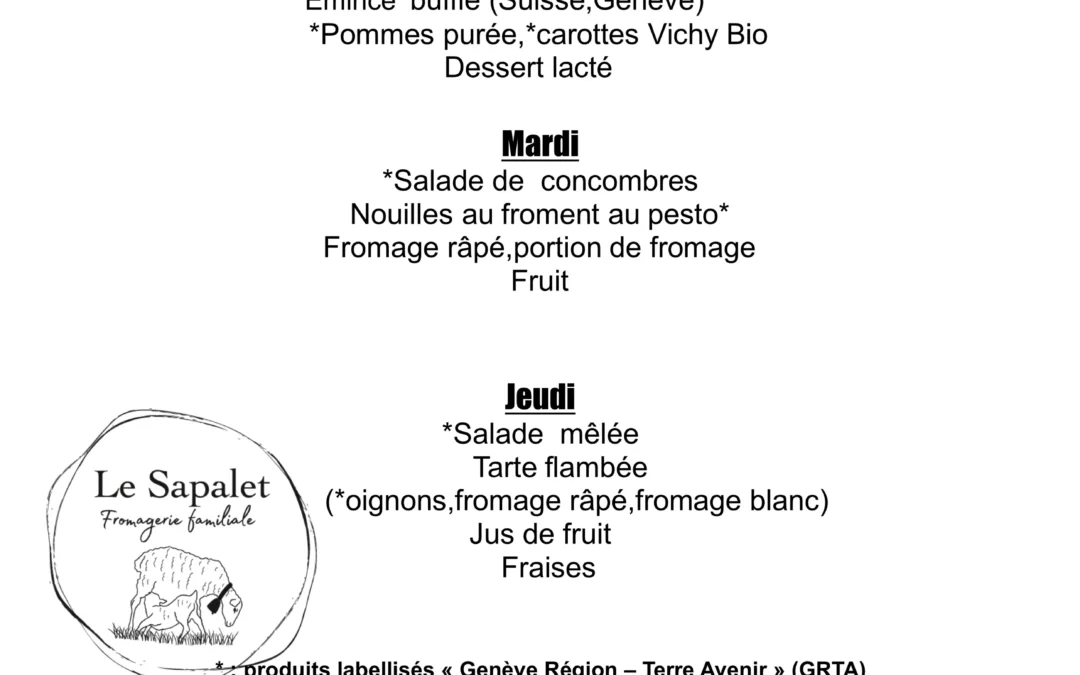 Menu hebdomadaire du 27.04 au 30.04.2026
