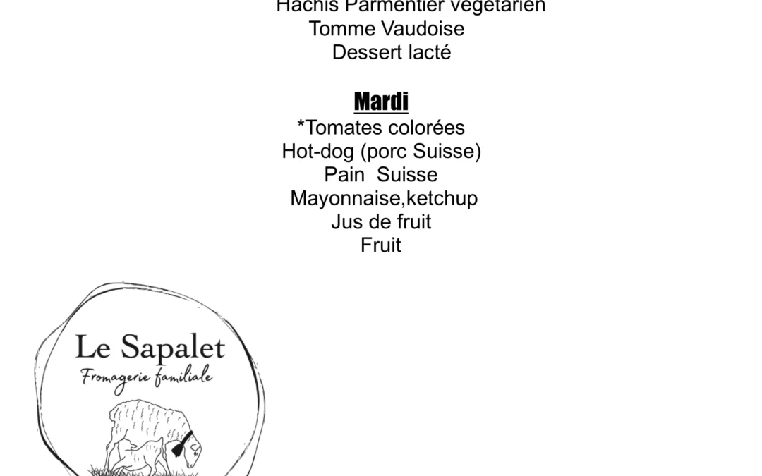Menu hebdomadaire du 11 au 12.05.26