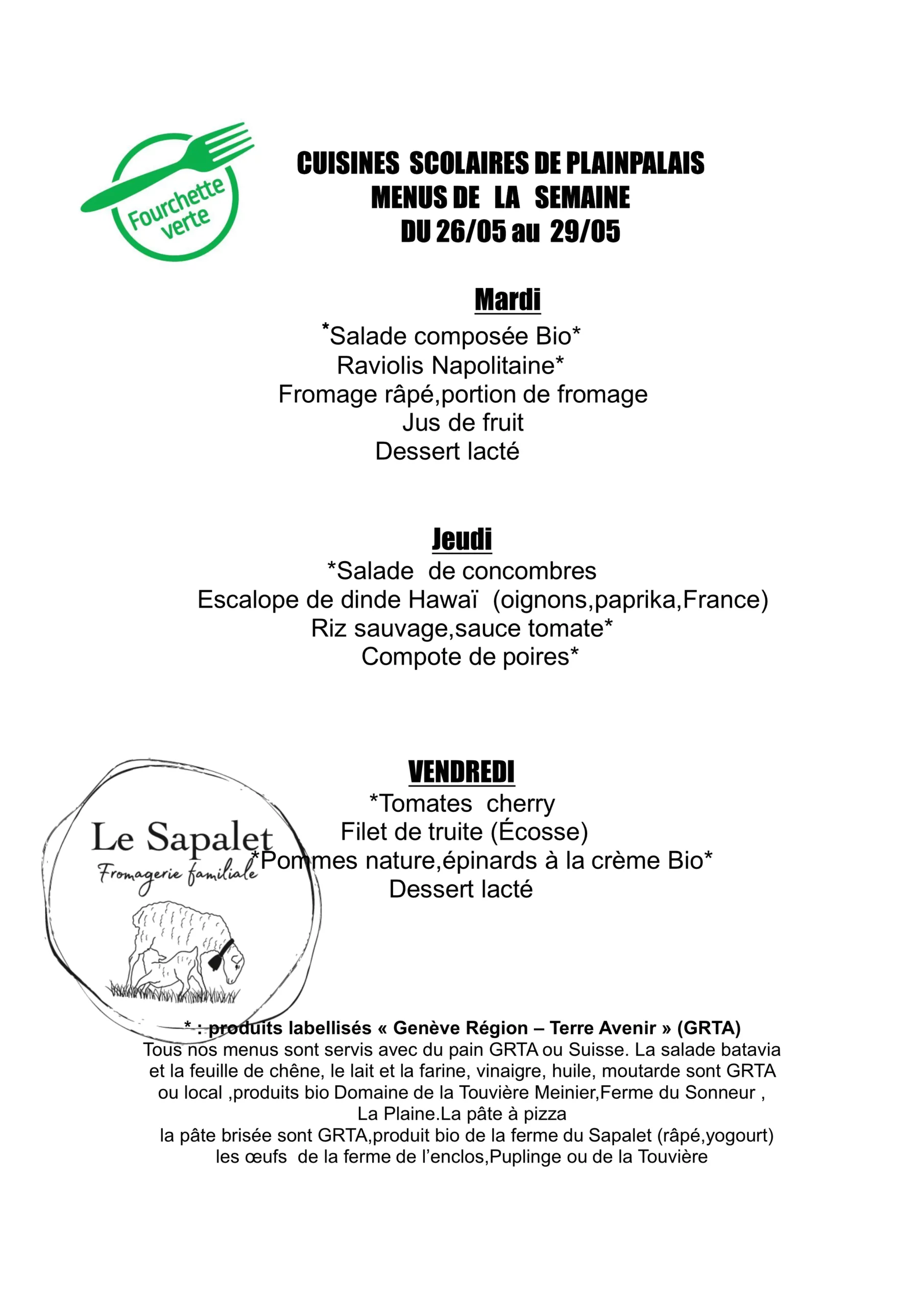 menu hebdomadaire du 26 au 29.05.26