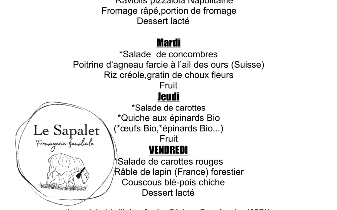 menu hebdomadaire du 4.05 au 8.05.26