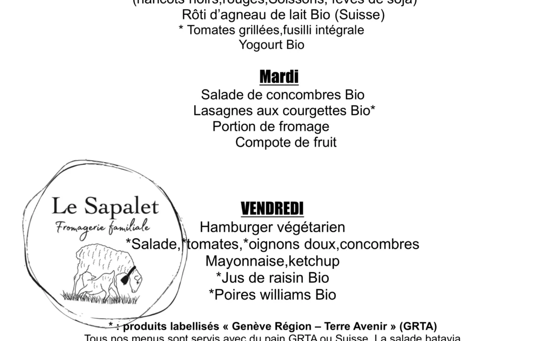 Menu hebdomadaire 7.09.2026 au 11.09.2026